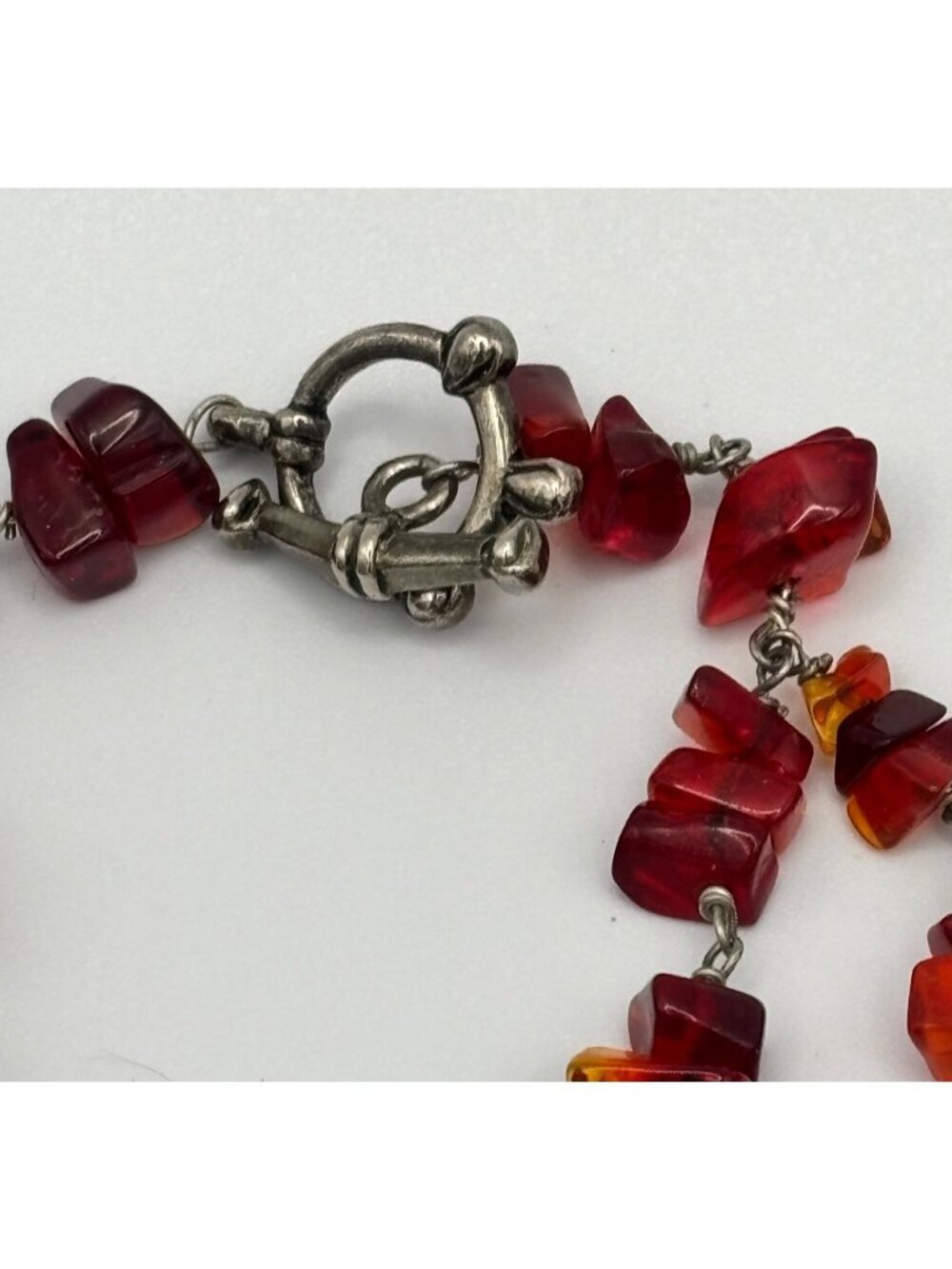 Vintage Abalone Pendant Necklace With Red Agate & Amethyst Statement - Picture 4 of 5